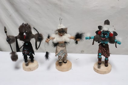 3 signed Kachina dolls