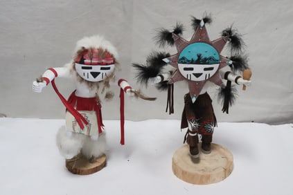 2 signed Kachina dolls