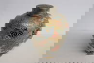 Japanese satsuma tea caddy w/ sterling silver top