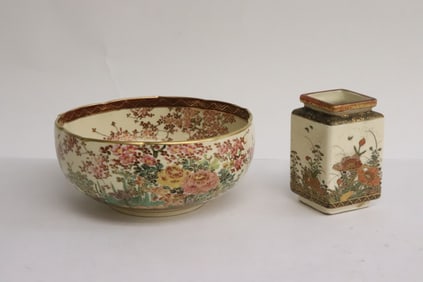 2 antique Japanese satsuma pieces