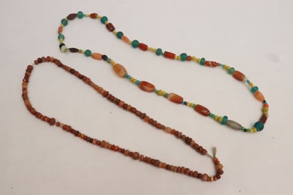 2 agate and Peking glass bead necklaces