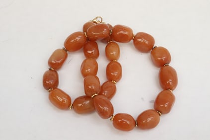 orange - reddish color jadeite bead necklace
