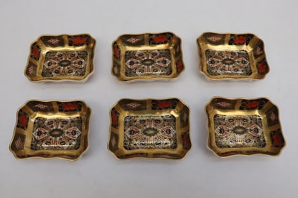 6 English Royal Crown Derby bone china sauce dishes