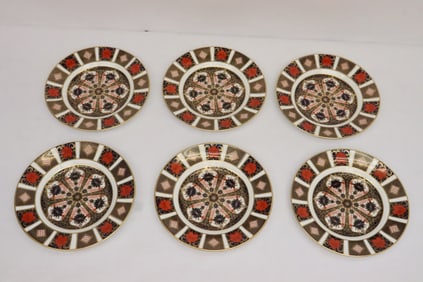 6 English Royal Crown Derby bone china lunch plates