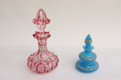 2 Venetian crystal perfume bottles