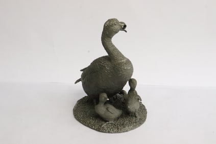Pewter sculpture "gosling time" by Robert Davis