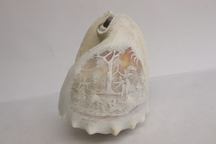 Art Nouveau style carved shell