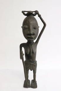 Vintage African bronze sculpture: Vintage African bronze sculpture, 14.65"H