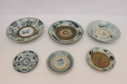 6 Chinese 17th/18th c. export porcelain plates