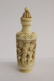 Chinese 19th century bone carved snuff bottle