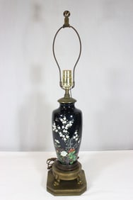 Japanese Meiji period cloisonne vase, made as a lamp