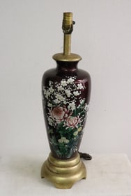 Unusually large Japanese cloisonne vase, made as a lamp