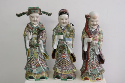 3 Chinese 19th c. large porcelain deities, maker's mark