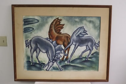 Roy MacNicol, watercolor "horses"