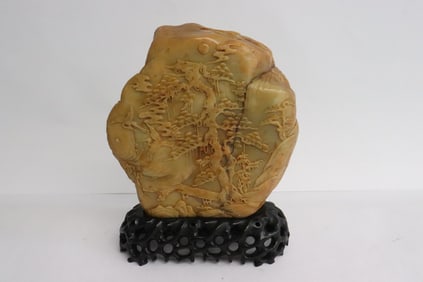 Chinese 19th/20th c. shoushan stone carving, signed