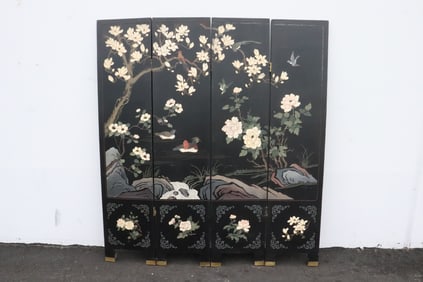 Chinese 4-panel coromandel room divider