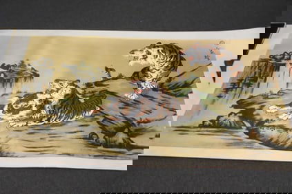 Large Chinese watercolor/ pastel painting, signed