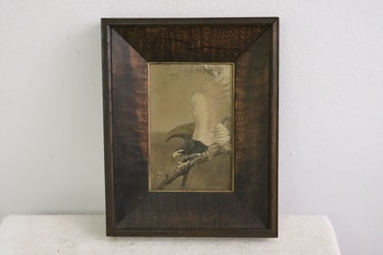 Beautiful antique framed embroidery panel w/ eagle
