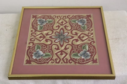 Vintage Chinese framed embroidery panel