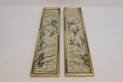 2 Chinese antique embroidery panels