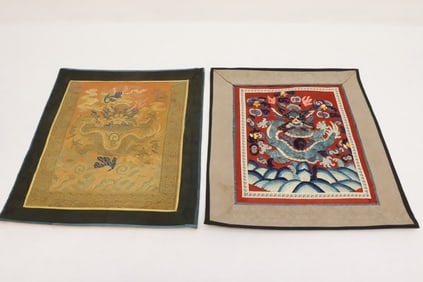 2 Chinese vintage embroidery panels