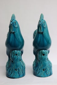Pair large early 19th c. porcelain chicken, Daoguang period