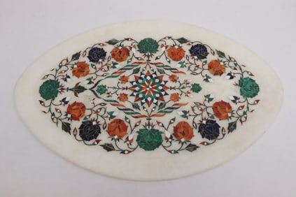 Hindustan style stone platter with inlaid