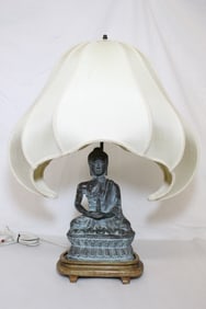 Chinese bronze sculpture of deity, make as lamp