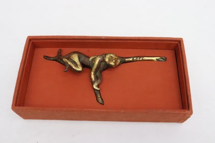 Vintage Chinese gilt bronze sculpture of monkey