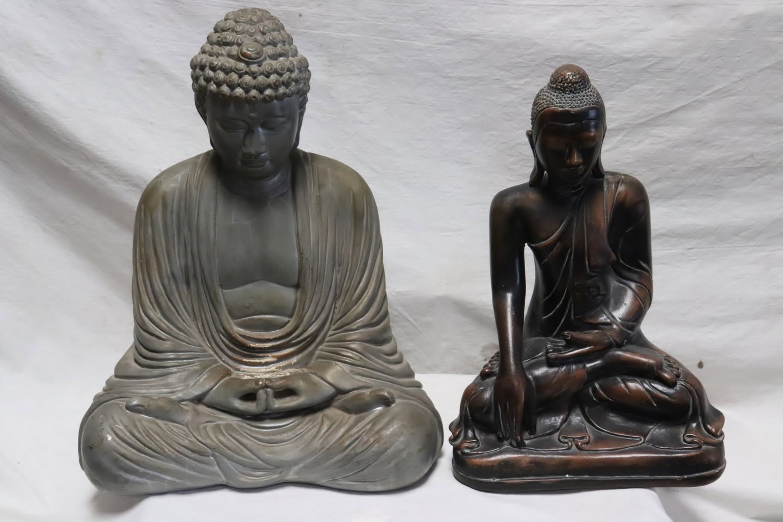 2 plaster sculpture of deity: 2 plaster sculpture of deity, 15.9"H, 18.1"H