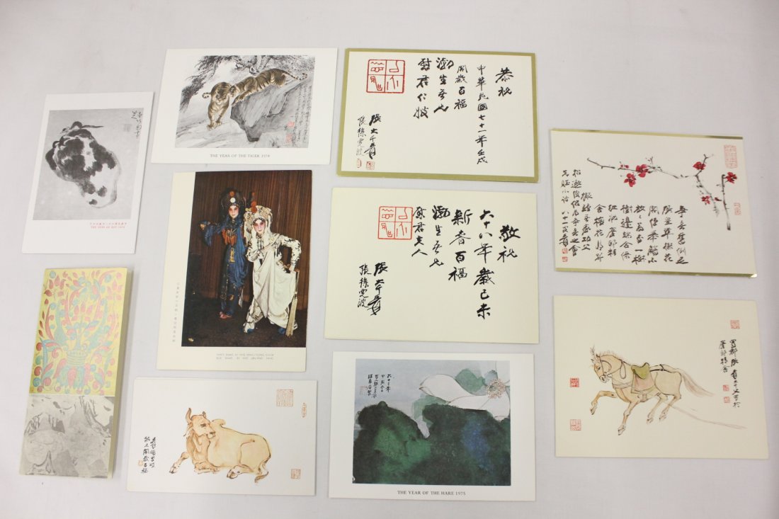 10 postcards from Zhang Daqian: 10 postcards from Zhang Daqian, with hand written dedication to Mr. and Mrs. Wang Bo Shen. (the dates and signatures are print, only dedication names are hand written) from the estate of Prof. Wang Bo