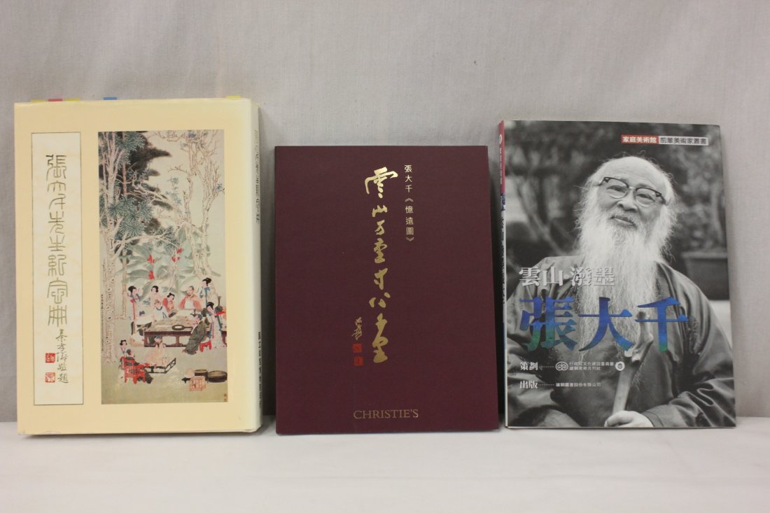 3 books about Chang Dai-Chien's painting: 3 books "New Paintings by Chang Dai-Chien" by National Museum of History, Taipei, Taiwan" (10.6"x7.7"x1.25"), "Cloud Mountain, Splash Painting, Chang Dai-Chien" (10.3"x7.7"x0.6"), "A Separation by Zha
