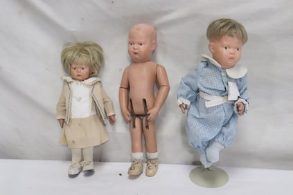 3 antique Schoenhut dolls
