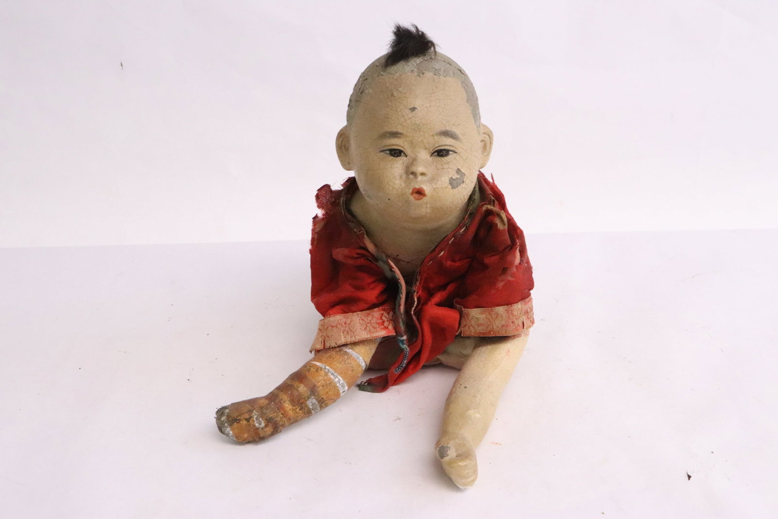 A rare Chinese 18th/19th century composition doll: A rare Chinese 18th/19th century composition doll, chips, 6.35"H