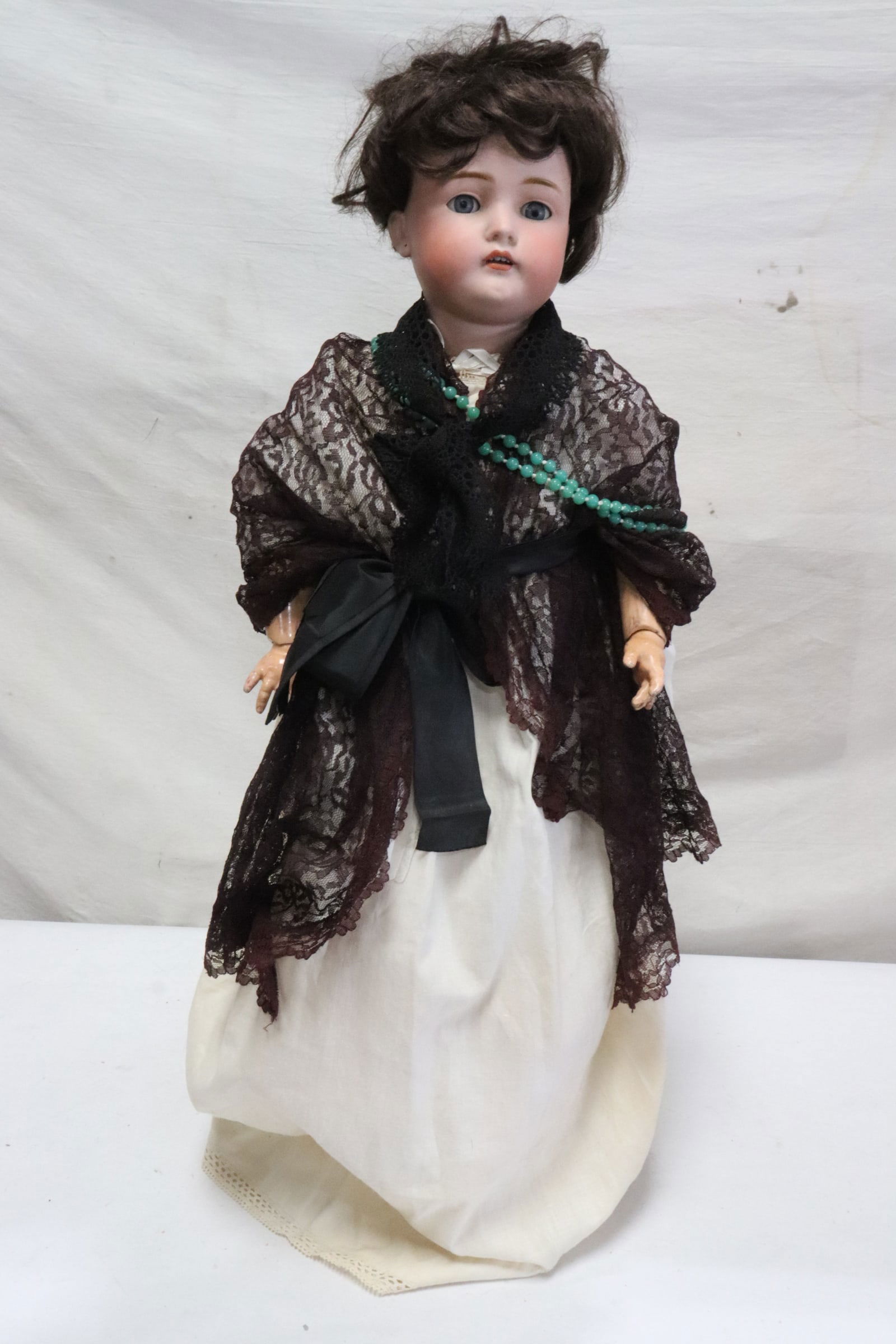 Large antique German bisque head doll marked BSW (1 of 11)