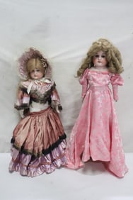 2 antique German bisque head dolls