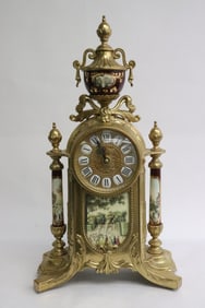 Fancy brass cased table clock