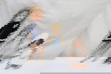 3 vintage American composition dolls: 3 vintage American composition dolls (13.2"H - 18.8"H); "Dion", Madam Alexander, and Shirley Temple