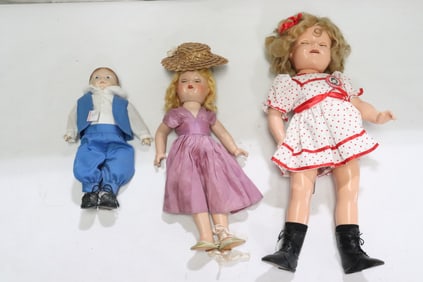 3 vintage composition dolls