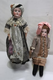 2 antique German Bisque head dolls