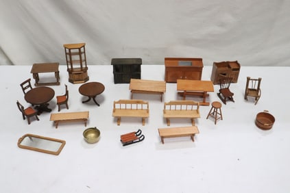 Lot of wood doll furniture
