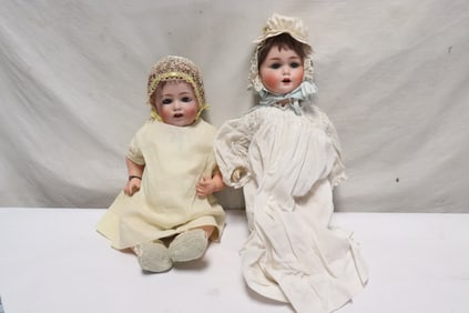 2 antique German bisque head baby doll