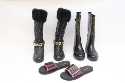 2 pairs Michael Kors boots, & pair Michael Kors sandals