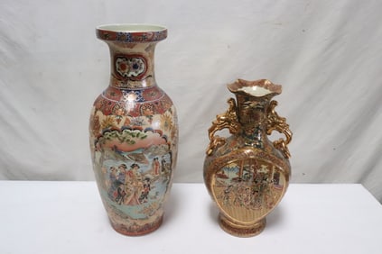 Two 20th century large satsuma vases