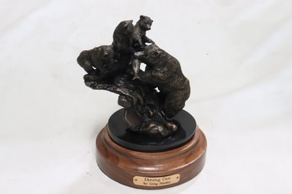 Bronze sculpture of bear group by Greg Neeley