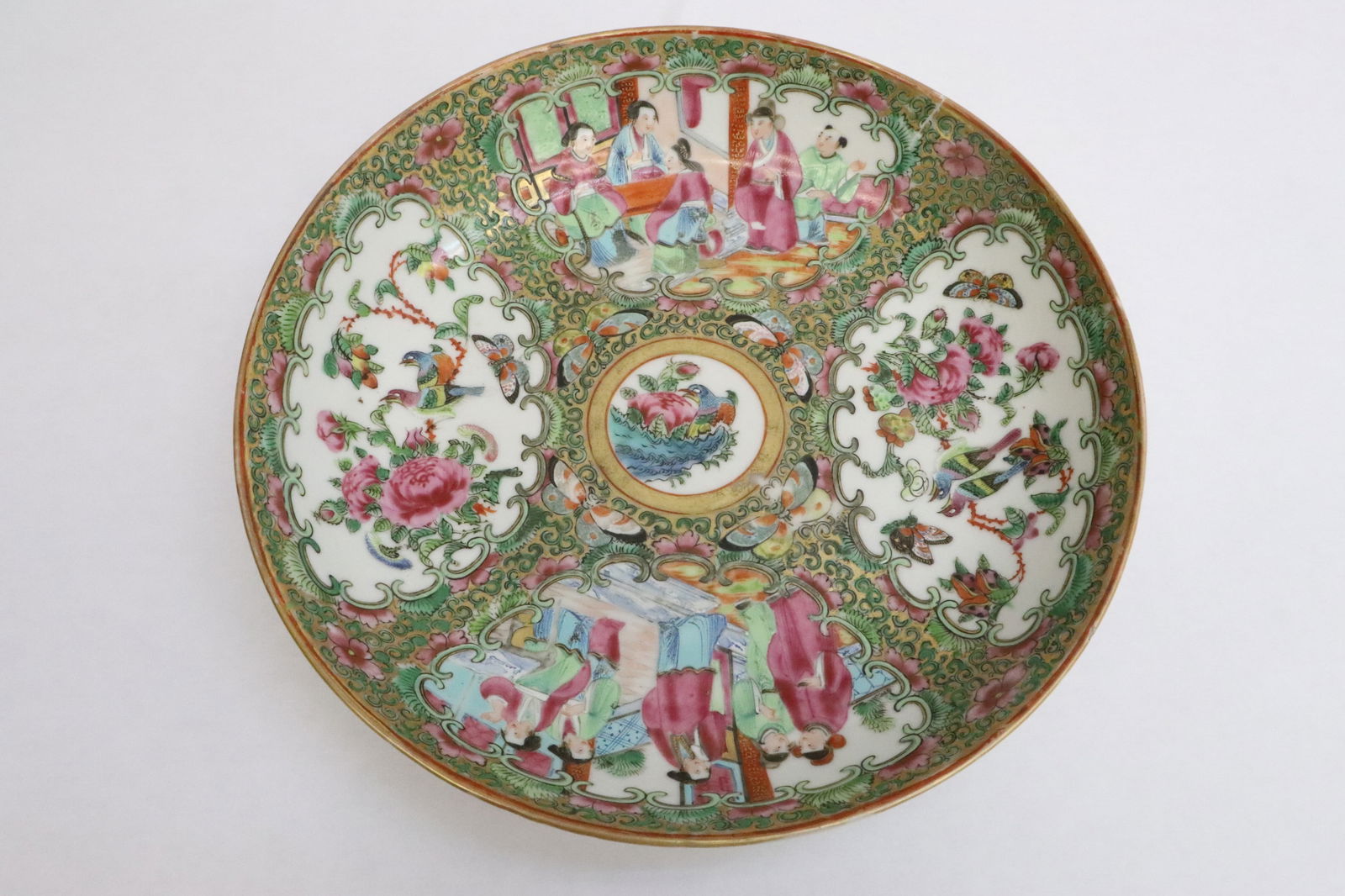 Chinese antique rose canton porcelain plate (1 of 6)