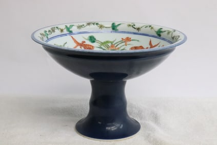 Chinese large doucai porcelain stem bowl