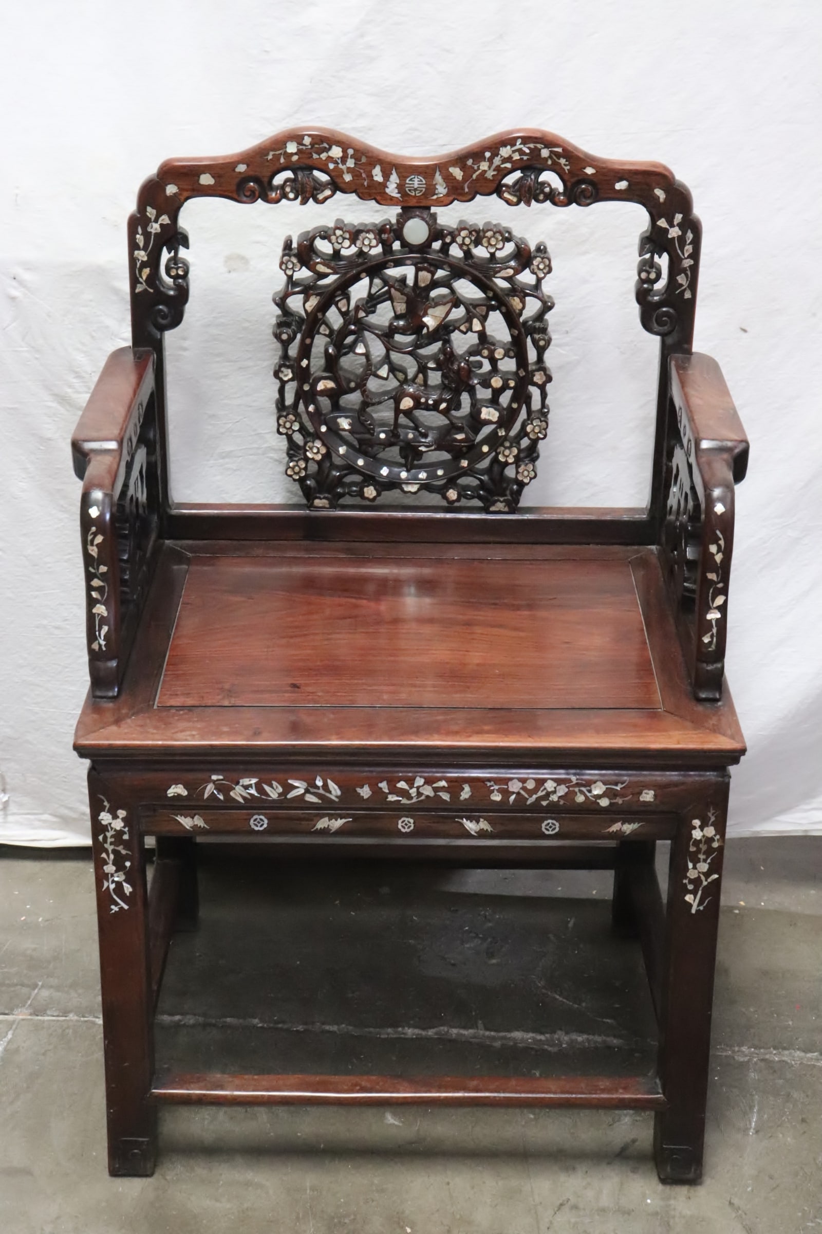 Chinese antique rosewood armchair with MOP inlaid (1 of 10)