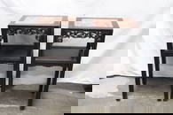 Pair Chinese 19th c. marble top rosewood side tables