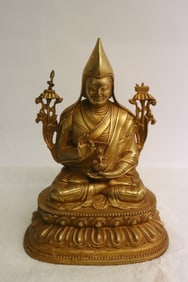 Chinese gilt bronze sculpture of deity